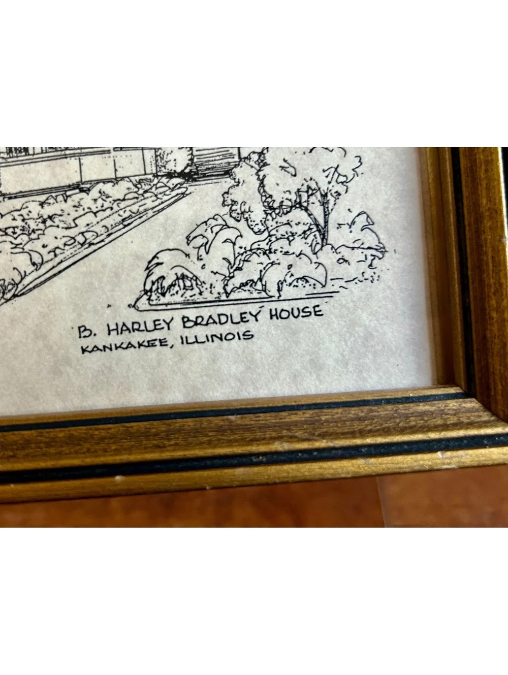 Framed Sketch of B. Harley Bradley House, Kankakee Illinois